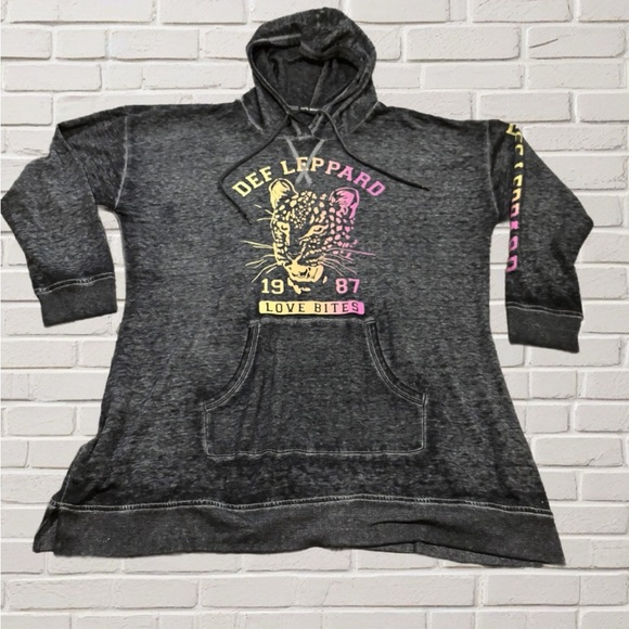 Lane Bryant Def Leppard Love Bites 1987 Charcoal Gray Hoodie Plus Grunge 18/20 - Picture 1 of 4